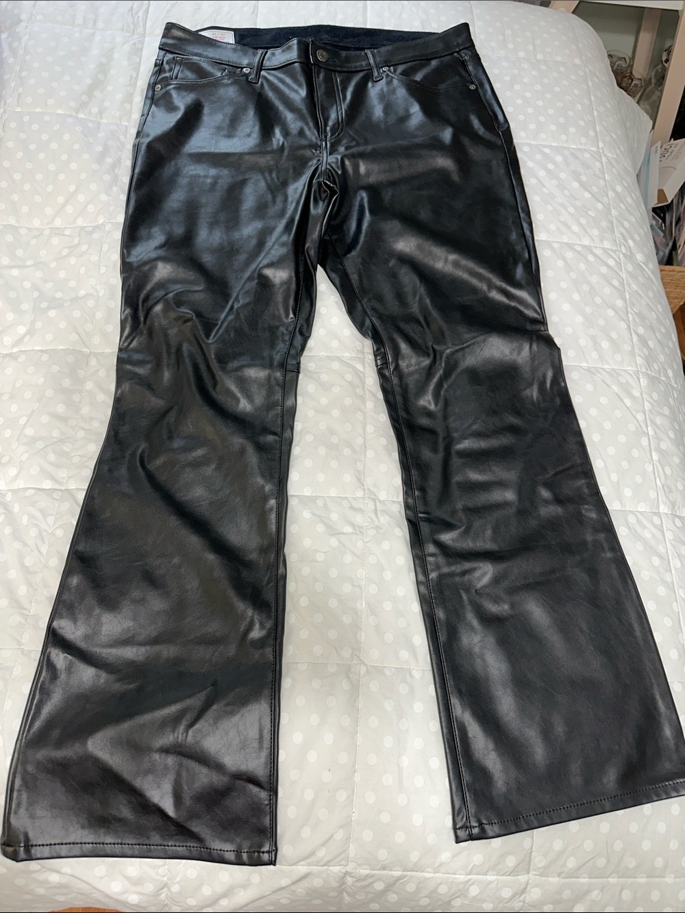 Gap Baby Boot Mid Rise Faux Leather Lined Pants 33/16 NWOT